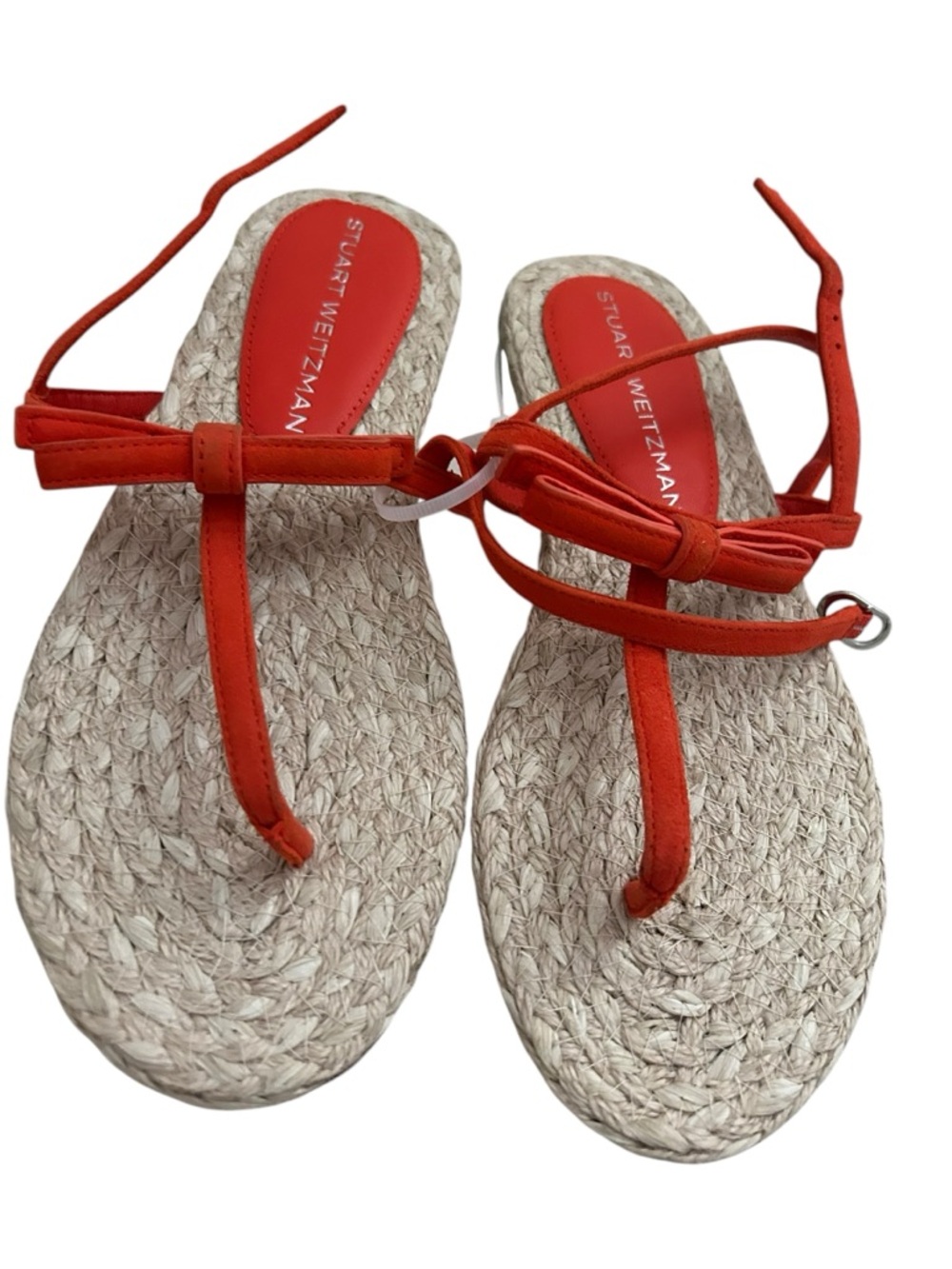 Stuart Weitzman Felicity Slingback Orange Suede Espadrille Sandals - Picture 2 of 4